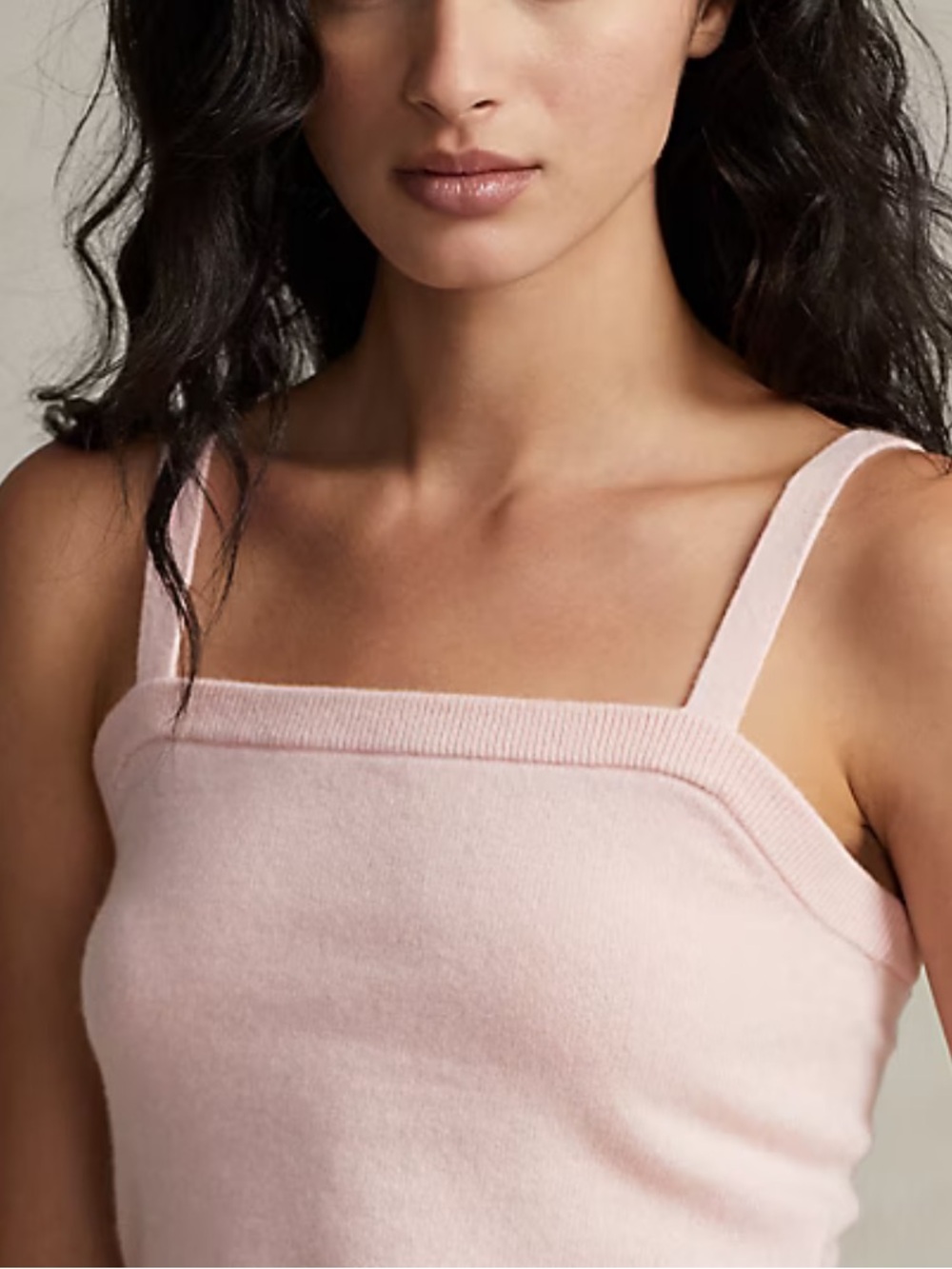 NWT polo Ralph Lauren washable 100% cashmere pink straight neck tank top Sz L - Picture 3 of 9